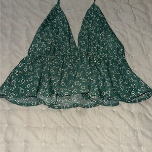 Floral Green Halter Top